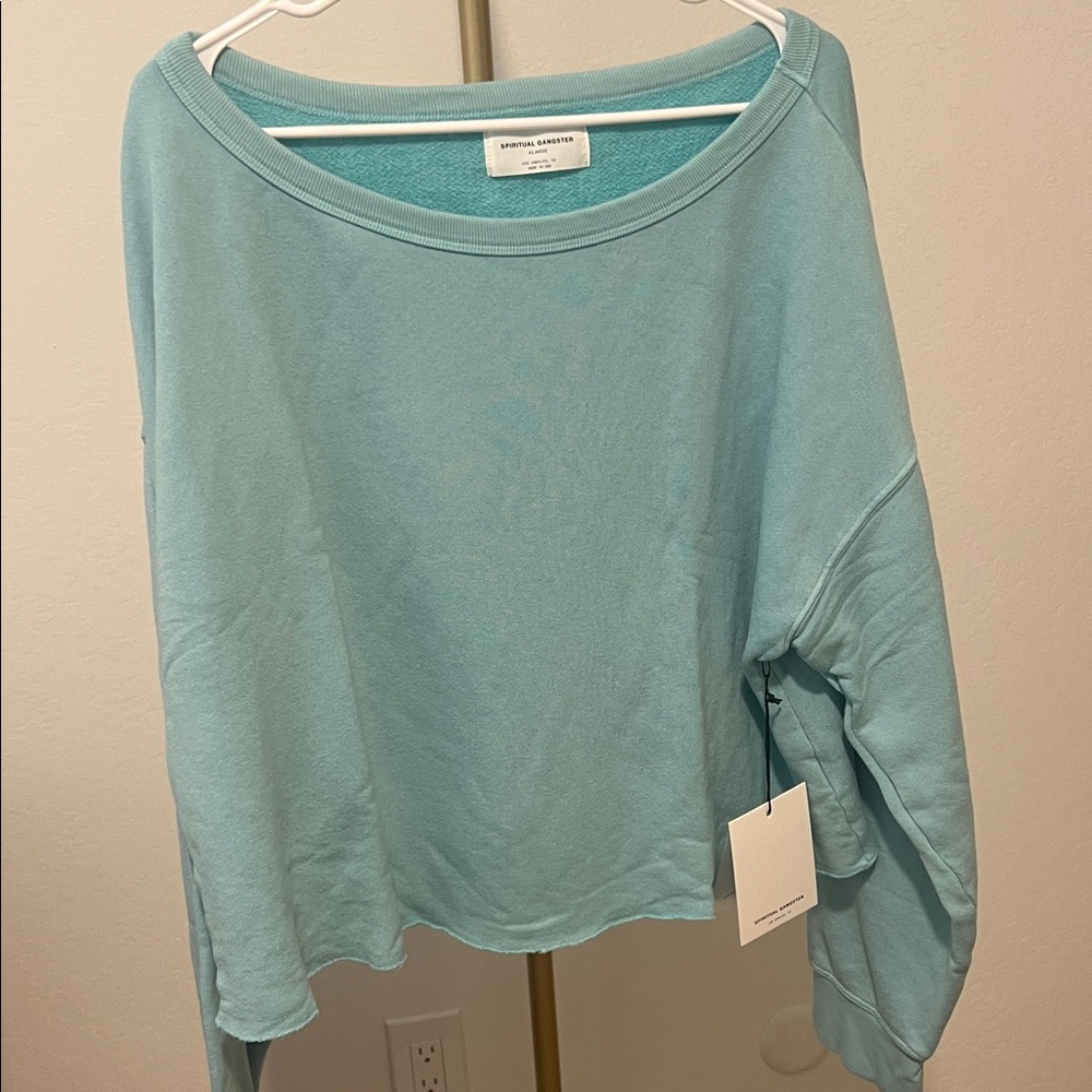 Women's Spiritual Gangster Bella Off Shoulder Crewneck Sweatshirt - Picture 3 of 5
